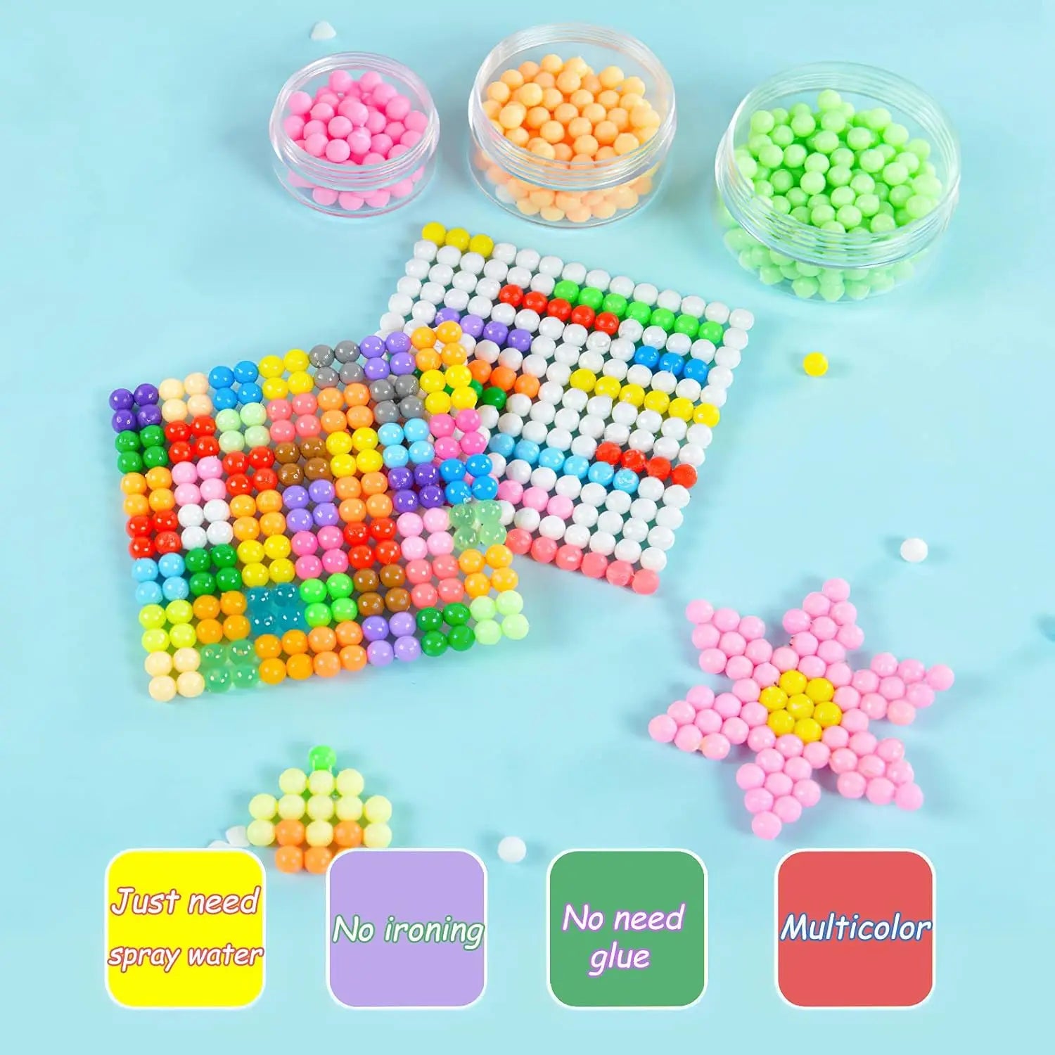 Non-Iron Magic Fuse Beads Kit 5mm 24 Colors 6000 Beads Creative Refill Set - ATSProducts