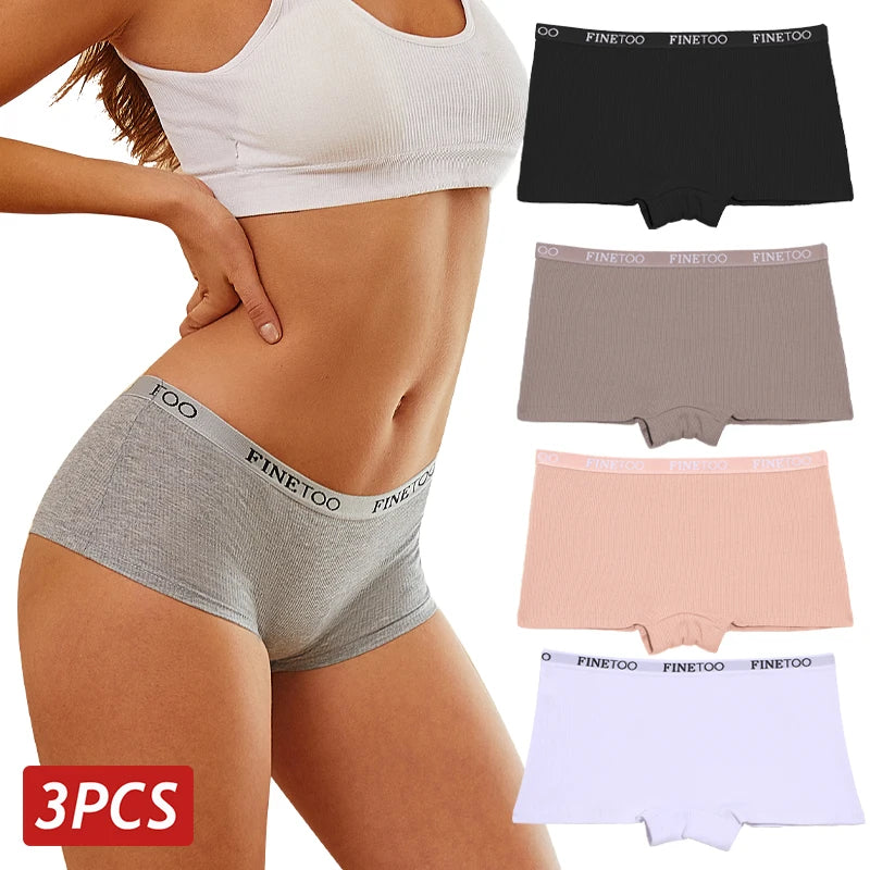 Women Cotton Panties 3PC/Set Soft Boyshort - ATSProducts