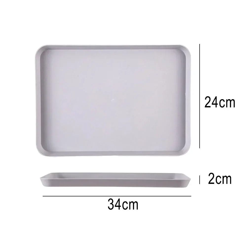 Restaurant Plastic Serving Tray Home Tea Fruit Dessert Tray Anti-Slip Resistant Food Cooking Storage Tray Kitchen Organizer - ATSProducts