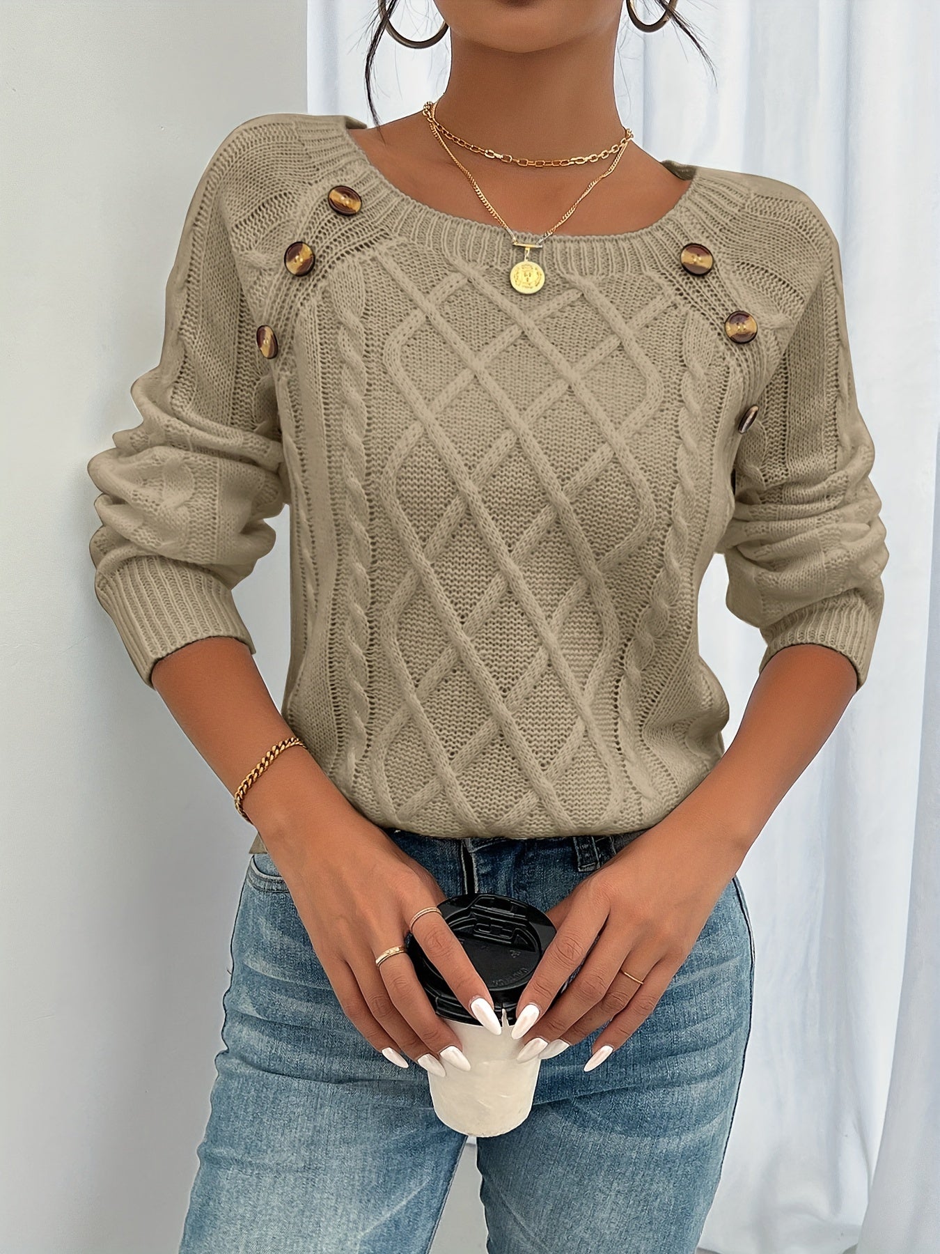 Cable Button Sweater - ATSProducts