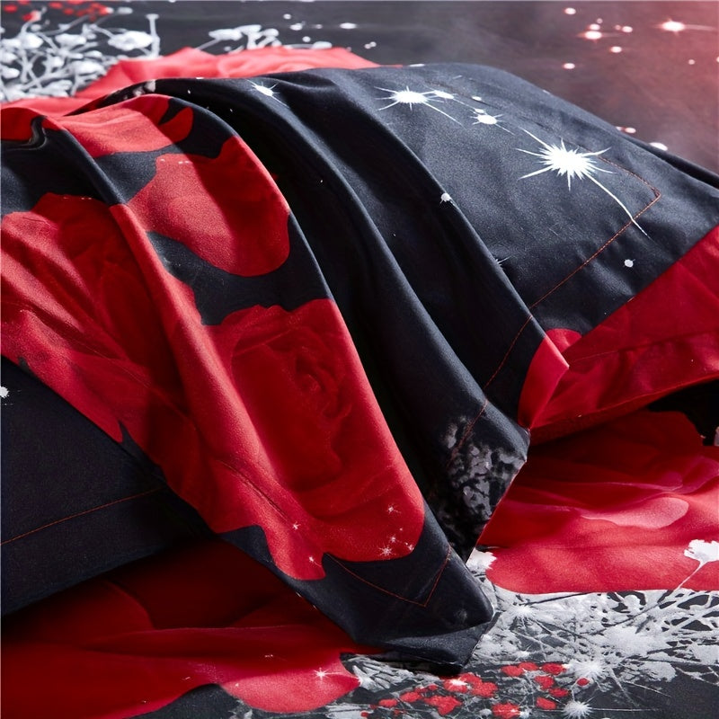 2/3pcs Red Rose Print Bedding Set - ATSProducts