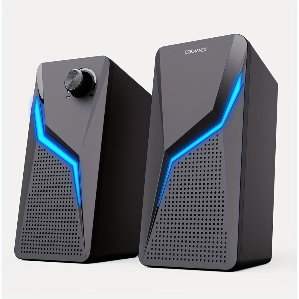 RGB Desktop Speakers, 2.0CH Stereo PC Computer Gaming Speakers 6W - ATSProducts