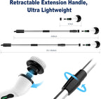 Electric Spin Scrubber, Cordless Cleaning Supplies Full-Body IPX7 Waterproof Power Shower Cleaner Brush with 9 Replaceable Brush Heads, Adjustable Extension Handle for Bathroom Accessories