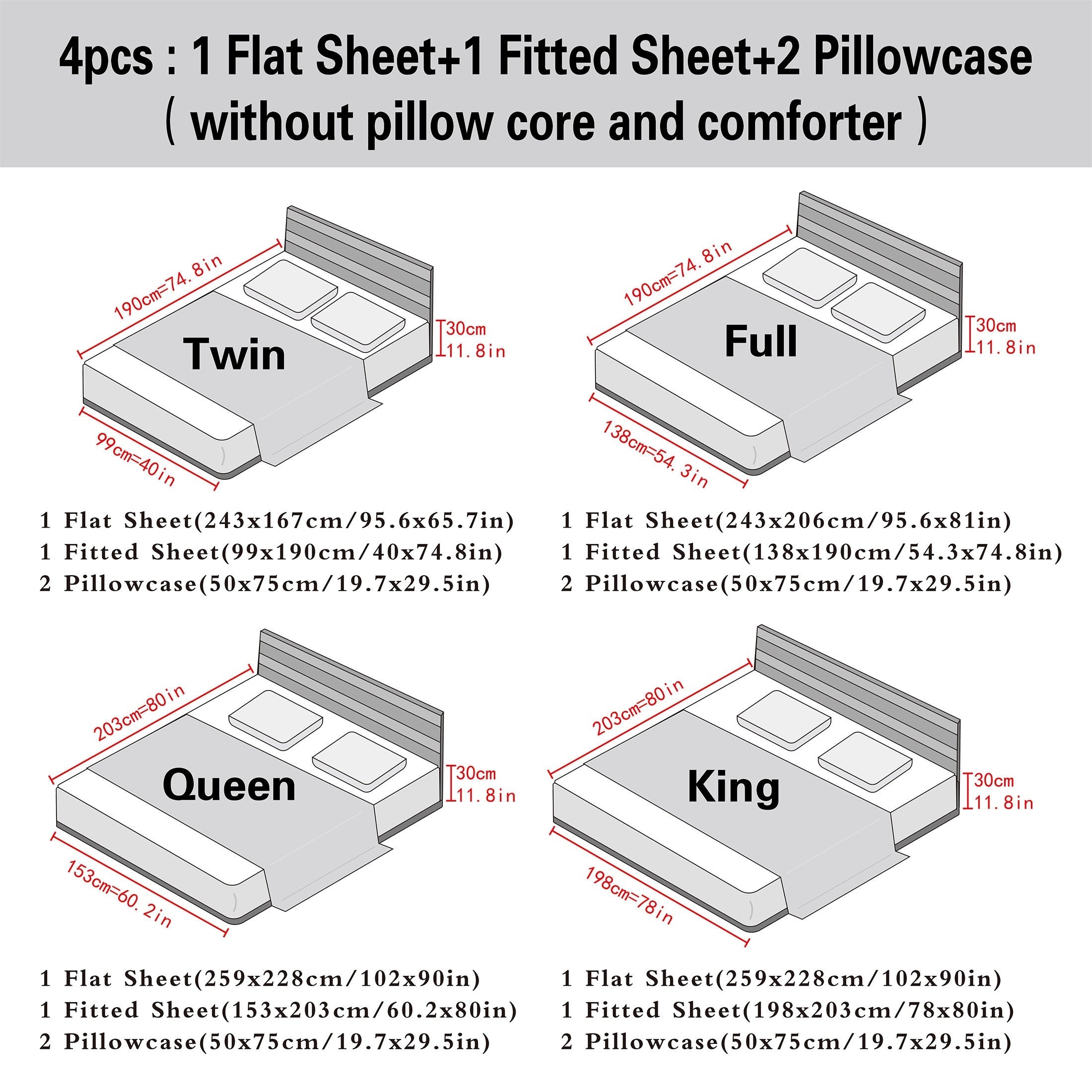 4pcs Luxury Satin Fitted Sheet Set - ATSProducts
