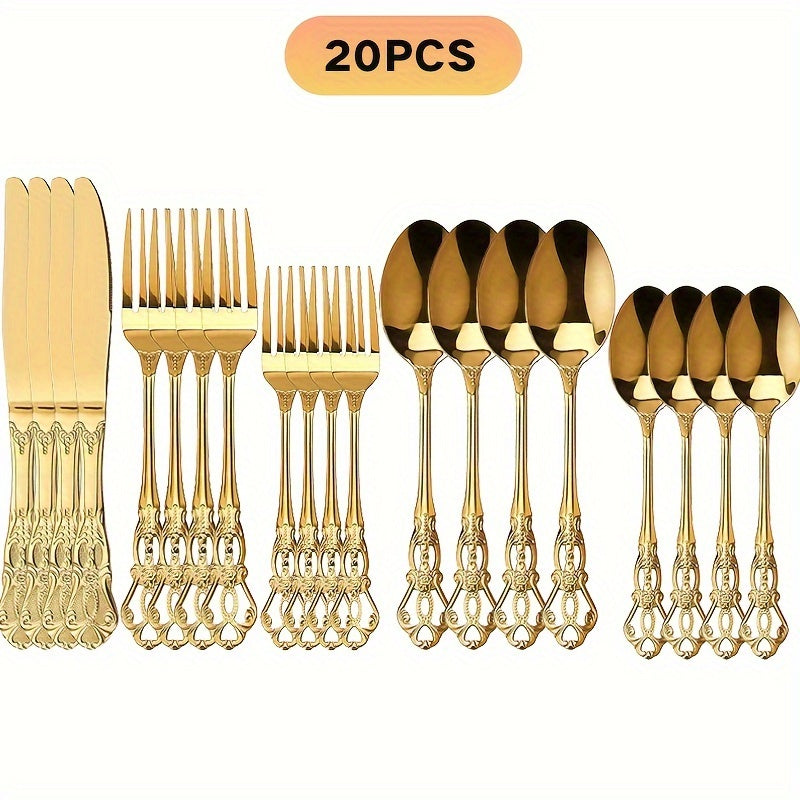20/30pcs Vintage Baroque Style  Silverware Set - ATSProducts