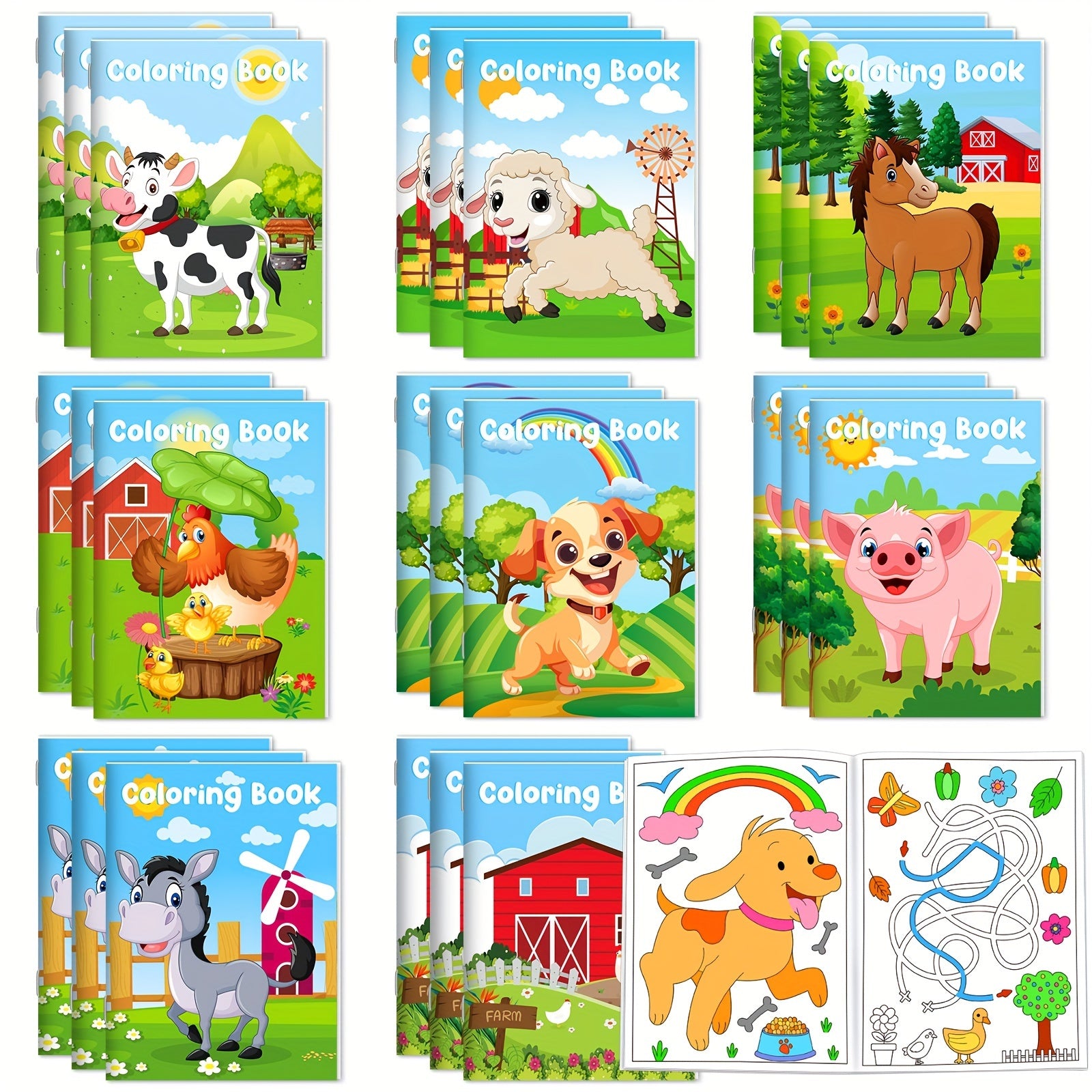 24pcs Mini Farm Animals Coloring Books - ATSProducts