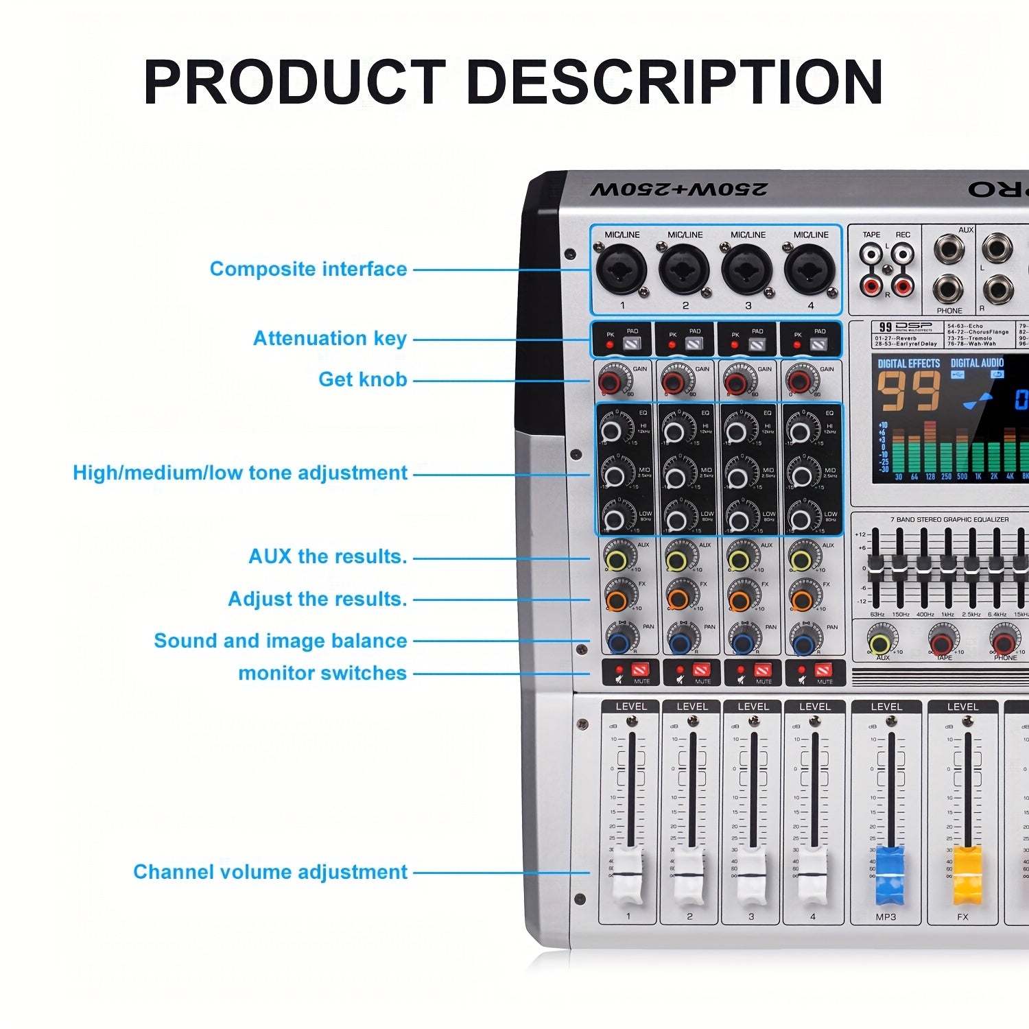 YamnWeo VR-6 550W High-Power Stereo Mixer - ATSProducts