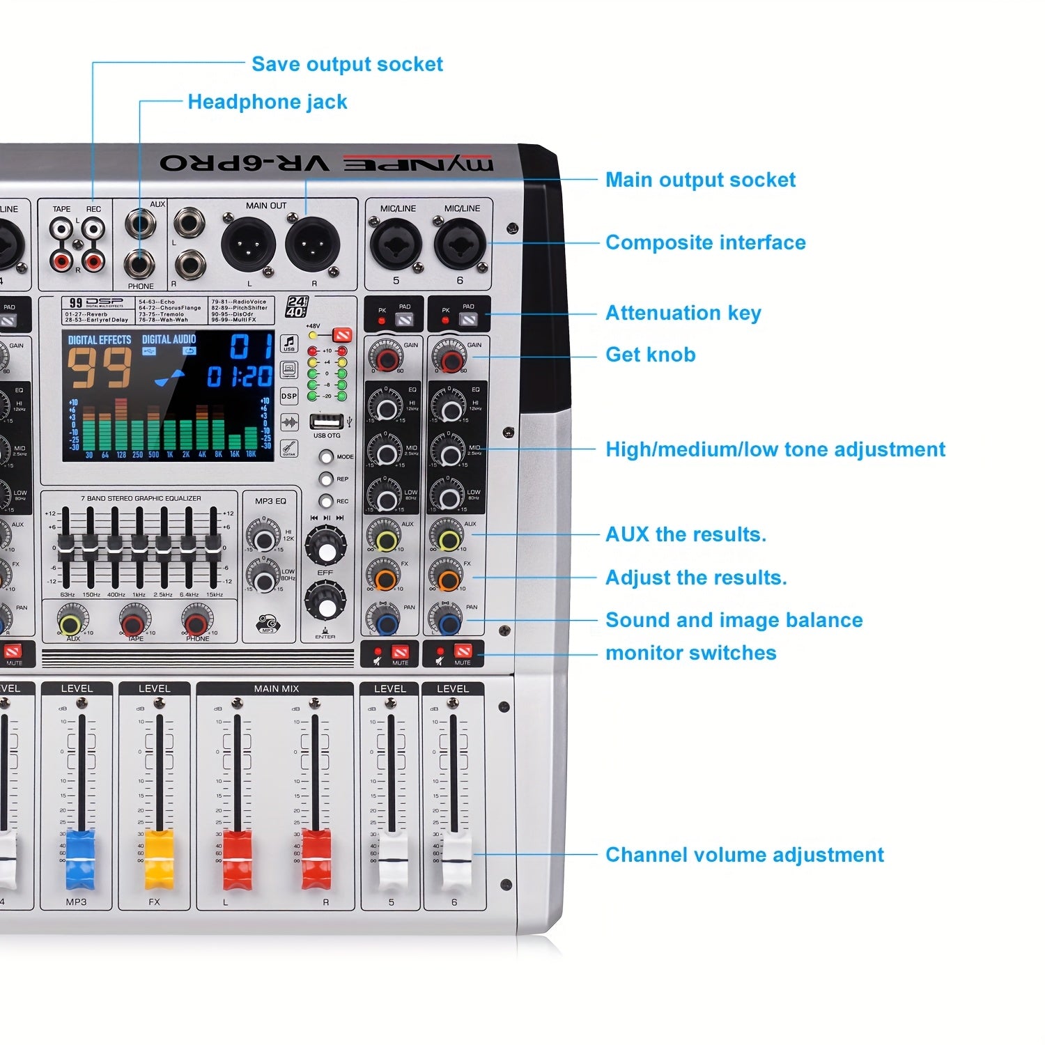 YamnWeo VR-6 550W High-Power Stereo Mixer - ATSProducts