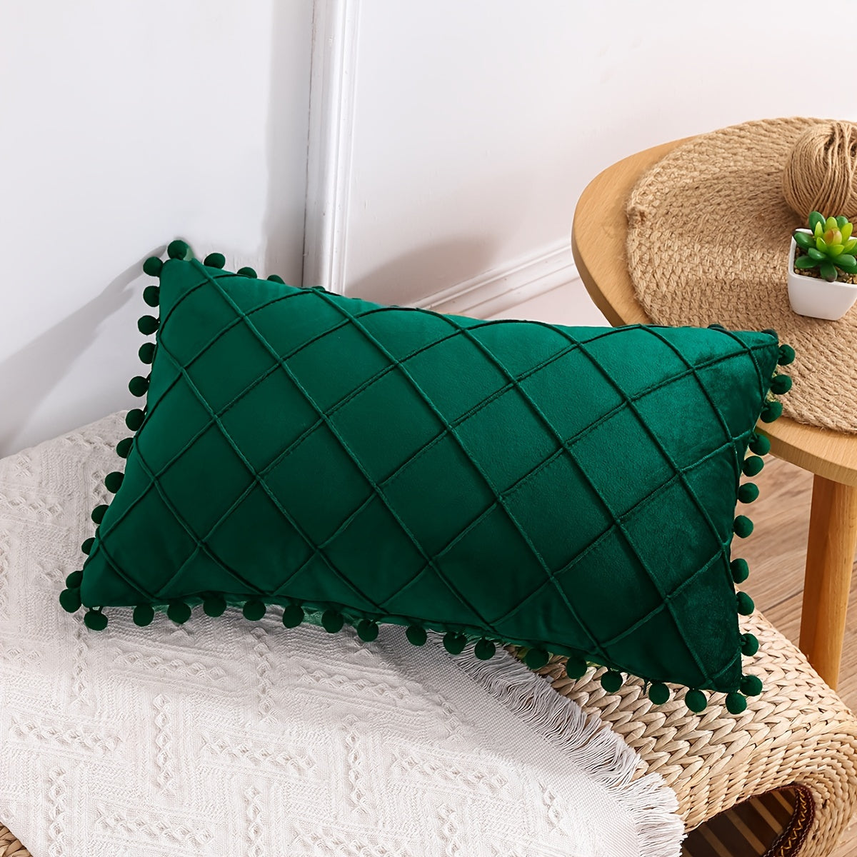1pc Pom-Pom Decorative Throw Pillow Cover - ATSProducts