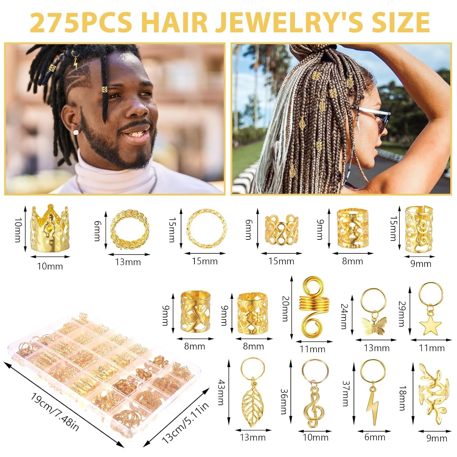 275 Pcs Golden Hair Jewelry - ATSProducts