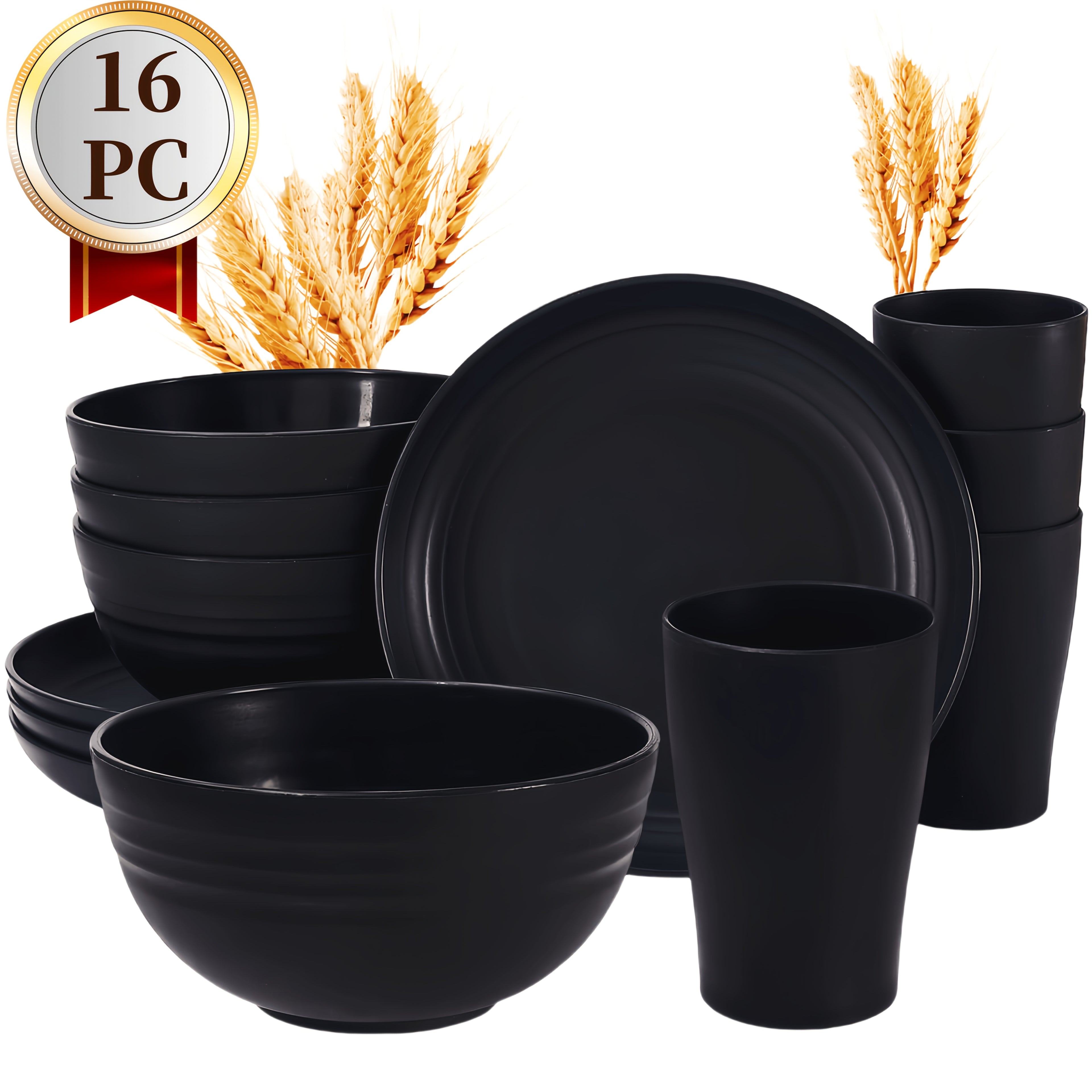 16/32pc Wheat Straw Dinnerware Set - ATSProducts