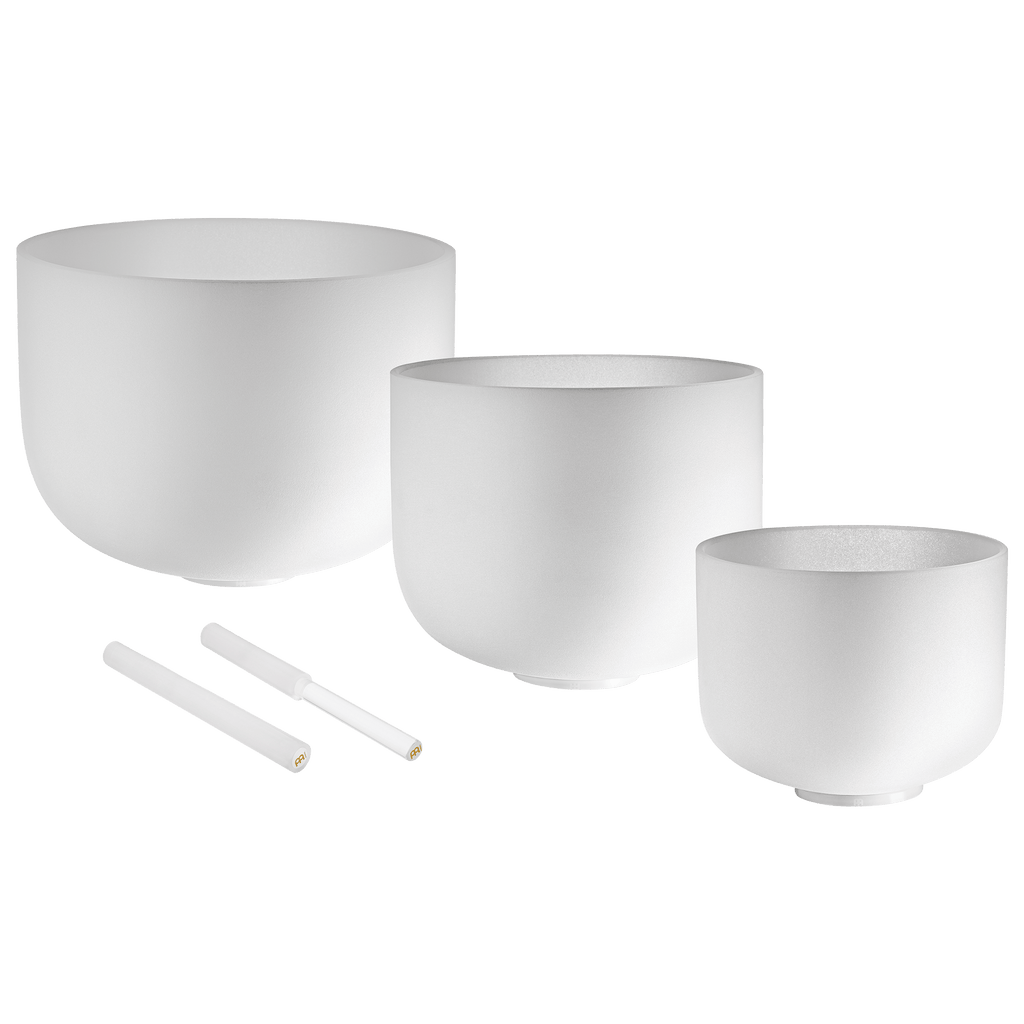 432 Hz Crystal Singing Bowls 8” F4, 10” D4, 12” C4 - Pure Harmony Set - ATSProducts