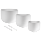 432 Hz Crystal Singing Bowls 8” F4, 10” D4, 12” C4 - Pure Harmony Set - ATSProducts