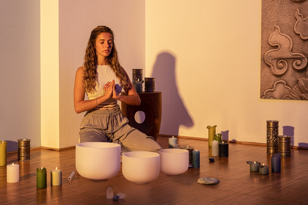 432 Hz Crystal Singing Bowls 8” F4, 10” D4, 12” C4 - Pure Harmony Set - ATSProducts