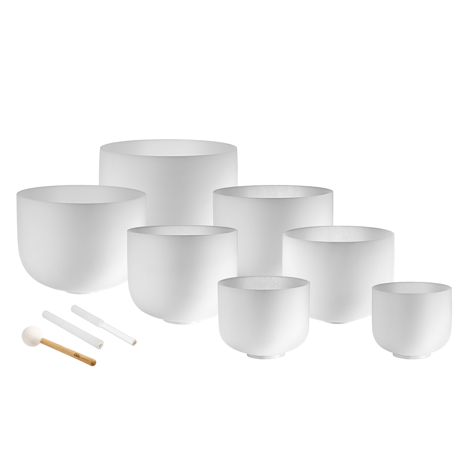 432 Hz Crystal Singing Bowl Chakra Set - 7 Pure White Quartz Bowls (8"–14") - ATSProducts