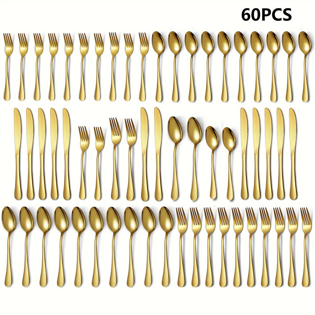 60Pc Stainless Steel Flatware Set - ATSProducts