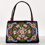 Embroidered Handbag, Double Zipper - ATSProducts