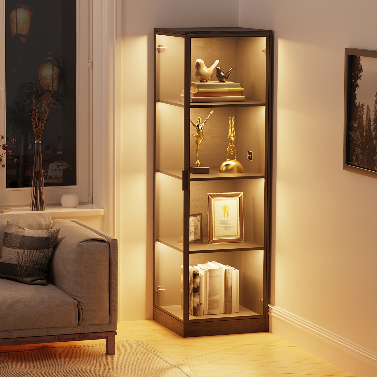 Corner Display Cabinet With Transparent Doors - ATSProducts