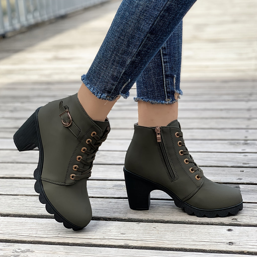Block Heel Ankle Boots - ATSProducts
