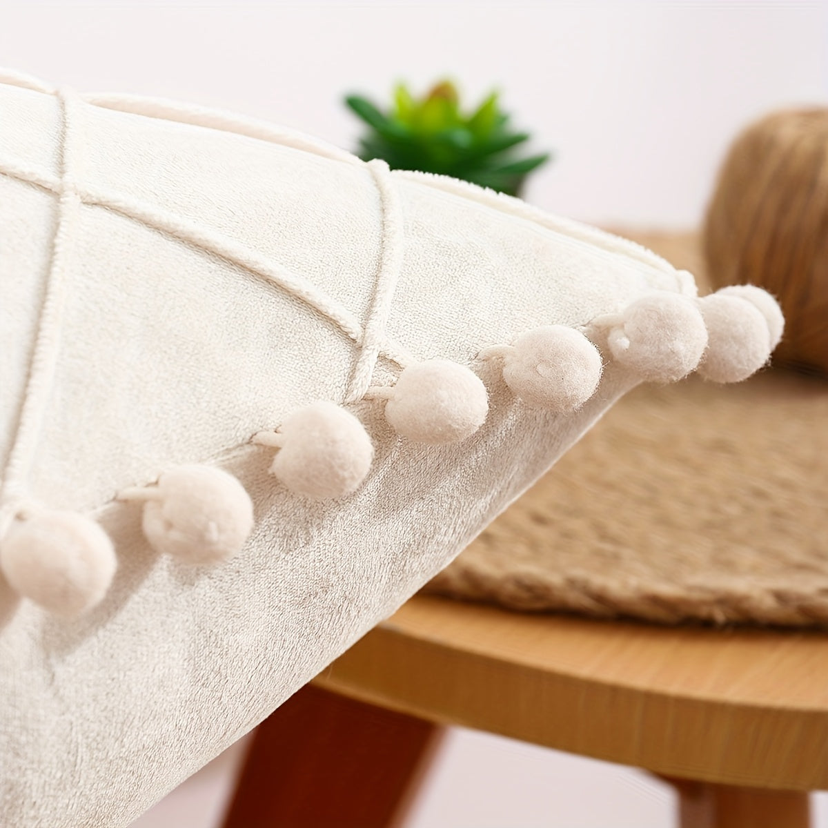 1pc Pom-Pom Decorative Throw Pillow Cover - ATSProducts