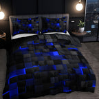 3pcs Stylish Tech-Themed Plaid Duvet Cover Set - ATSProducts