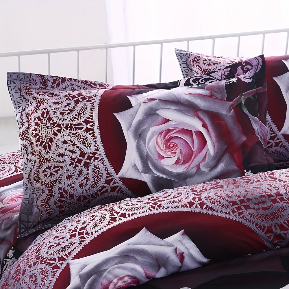 3-Piece Flower Print Duvet Cover Set - ATSProducts