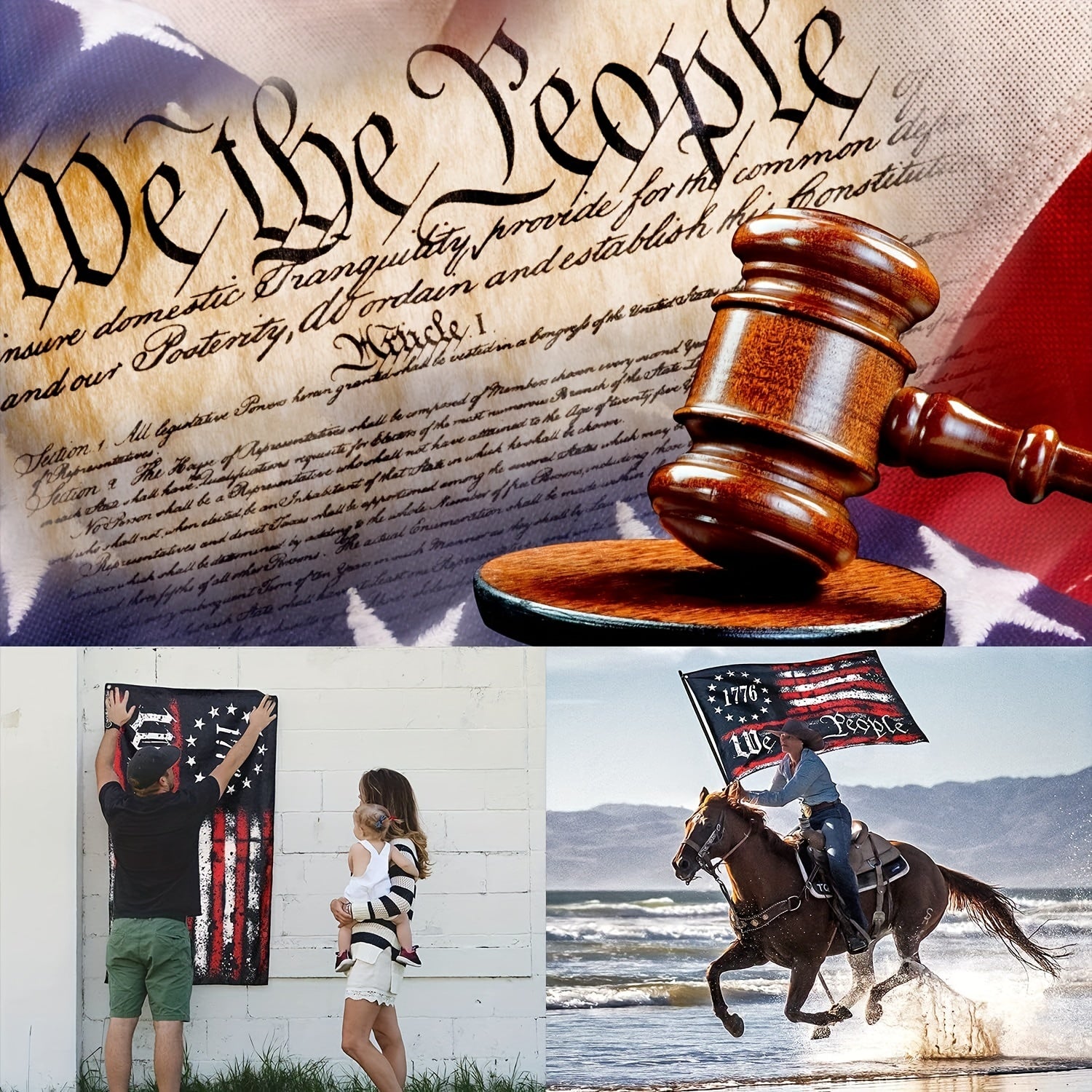 1pc, 1776 Flag (35.43inch*59.06inch/ 3FT*5FT), Polyester Double-Side Printed Flag - ATSProducts