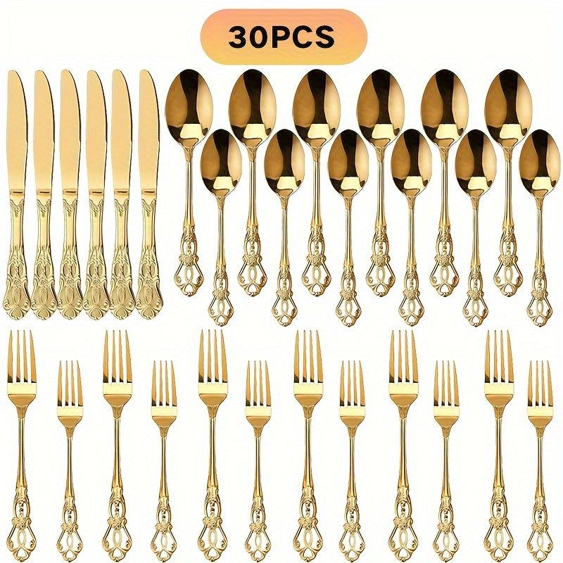 20/30pcs Vintage Baroque Style  Silverware Set - ATSProducts