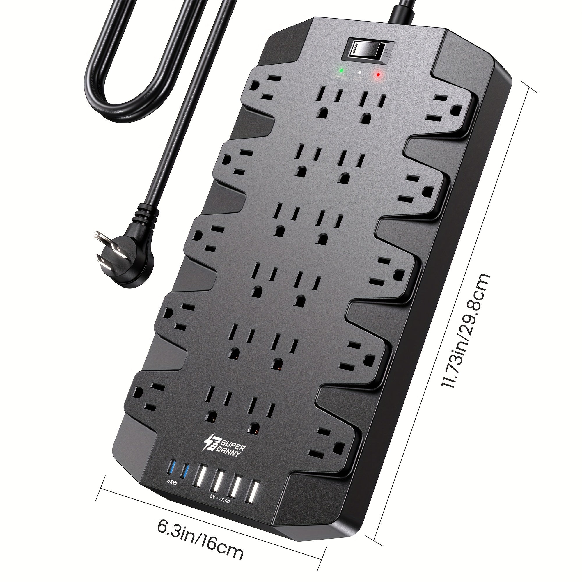 1875W/15A 6.5Ft Flat Plug Heavy Duty Surge Protector - ATSProducts