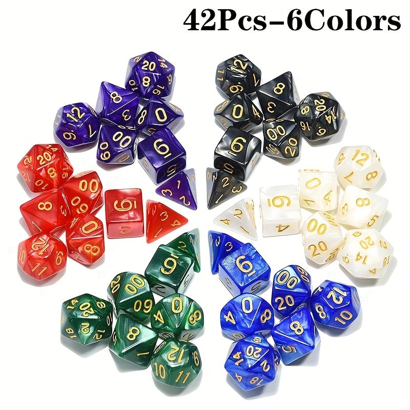 42-Piece Vibrant Polyhedral Dice Set - 6 Colors - ATSProducts