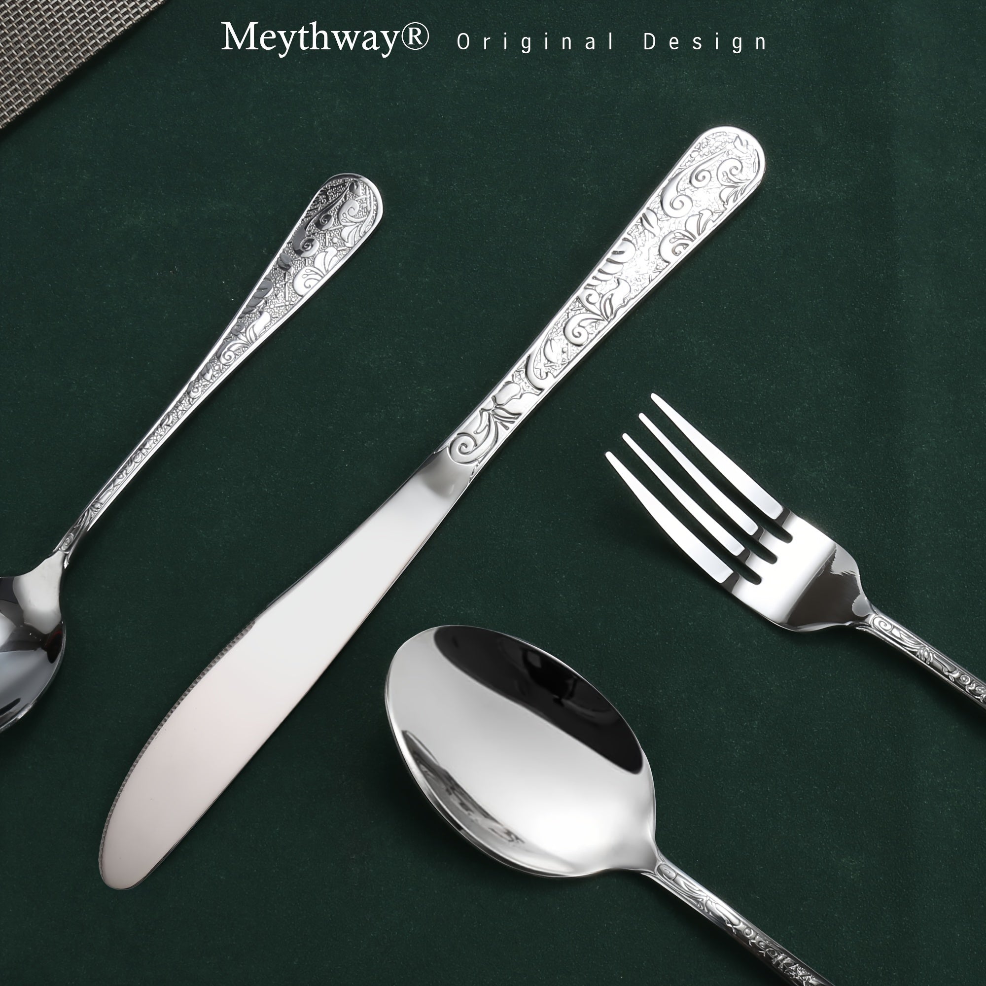 40-Piece Carved Silverware Set - ATSProducts