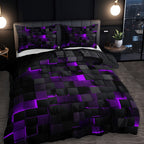 3pcs Stylish Tech-Themed Plaid Duvet Cover Set - ATSProducts