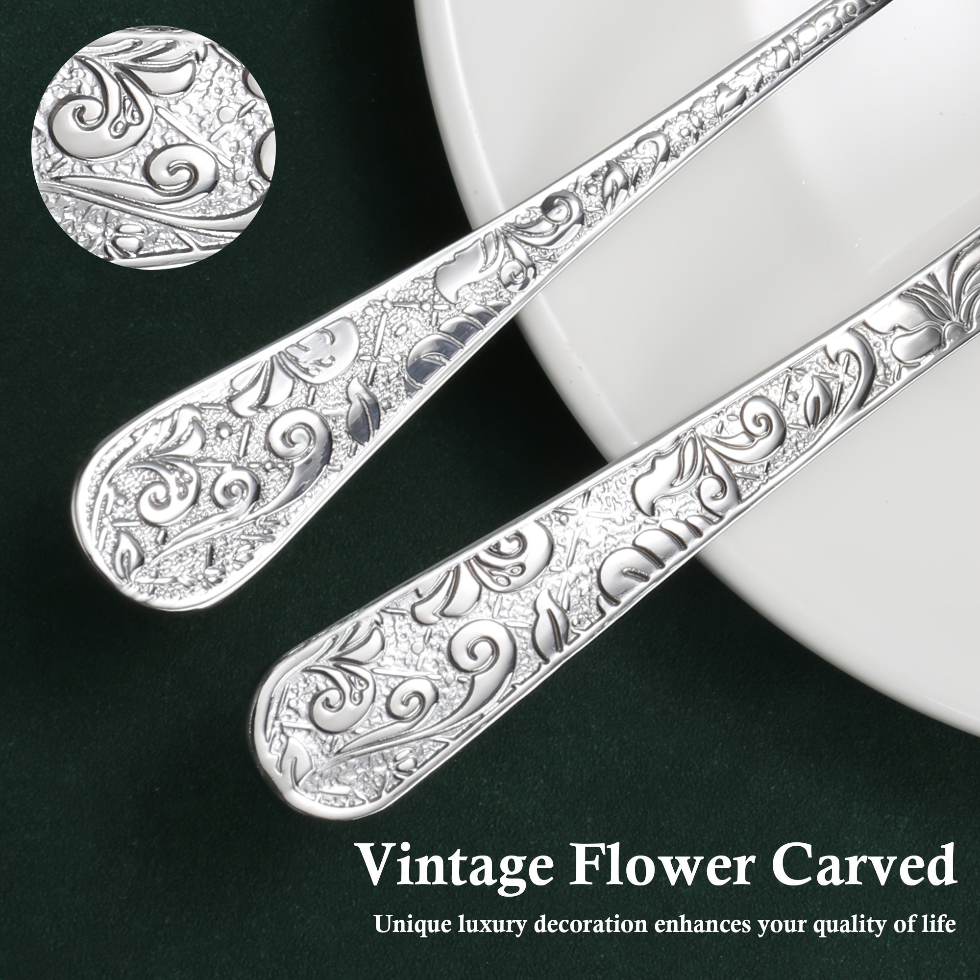 40-Piece Carved Silverware Set - ATSProducts