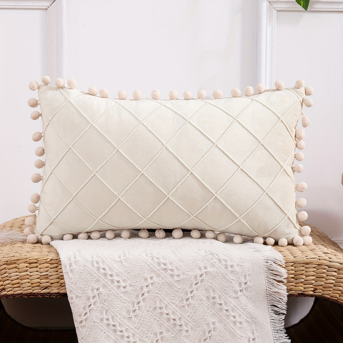 1pc Pom-Pom Decorative Throw Pillow Cover - ATSProducts
