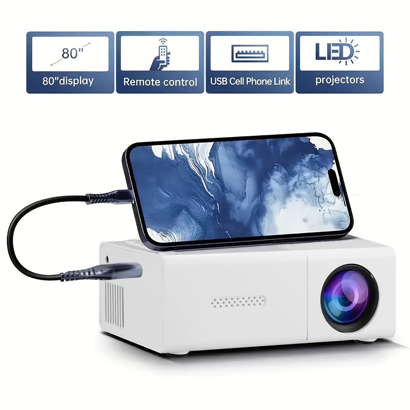 Portable Mini Projector Compatible With IOS, Android, Windows, Etc.  With Remote Control - ATSProducts