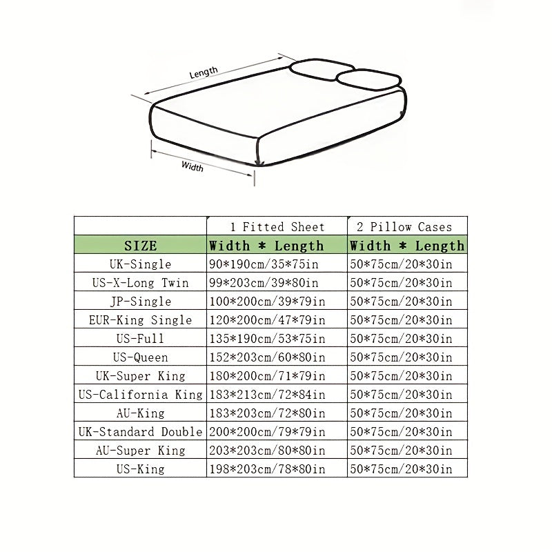 3pcs Fashion Simple Fitted Sheet Set - ATSProducts